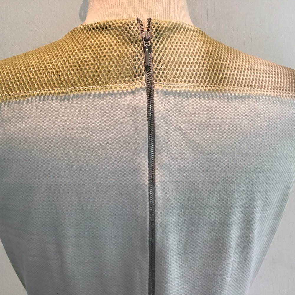 Elie Tahari v neck sleeveless mesh shoulder watercolor print sheath Dres… - Picture 7 of 10